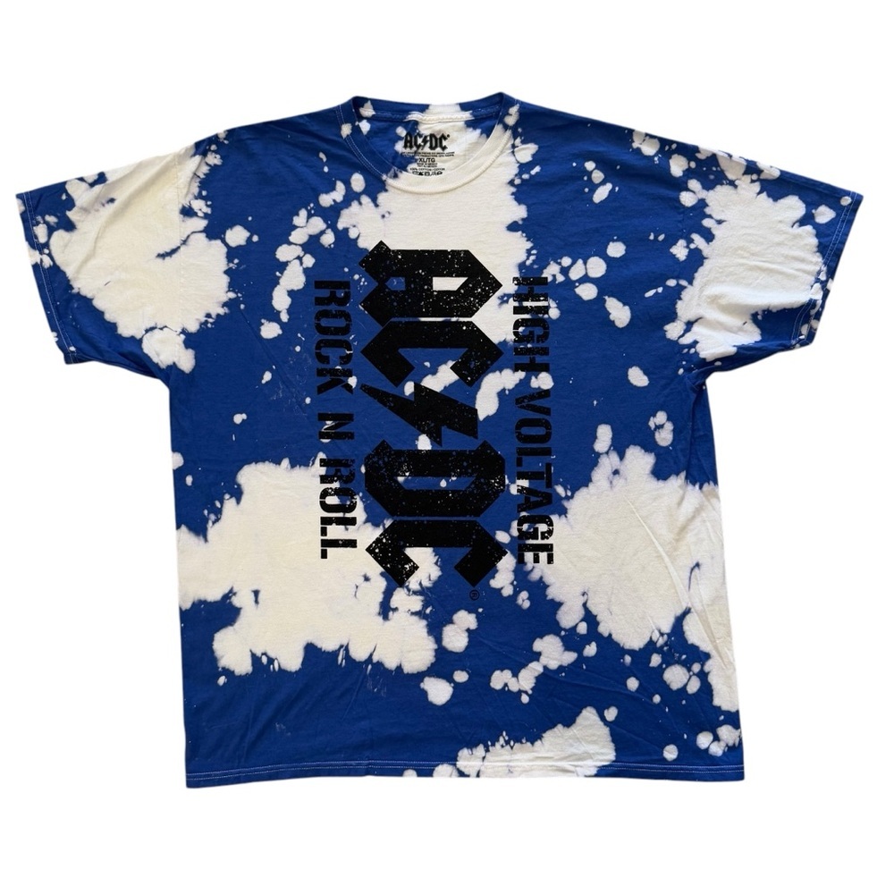 AC/DC Blue and White Tie-Dye Graphic T-Shirt Men’s XL
